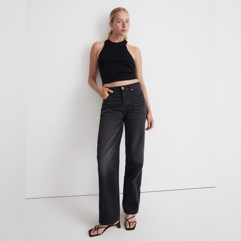 Madewell Low Slung Straight Jeans in Kent Wash
